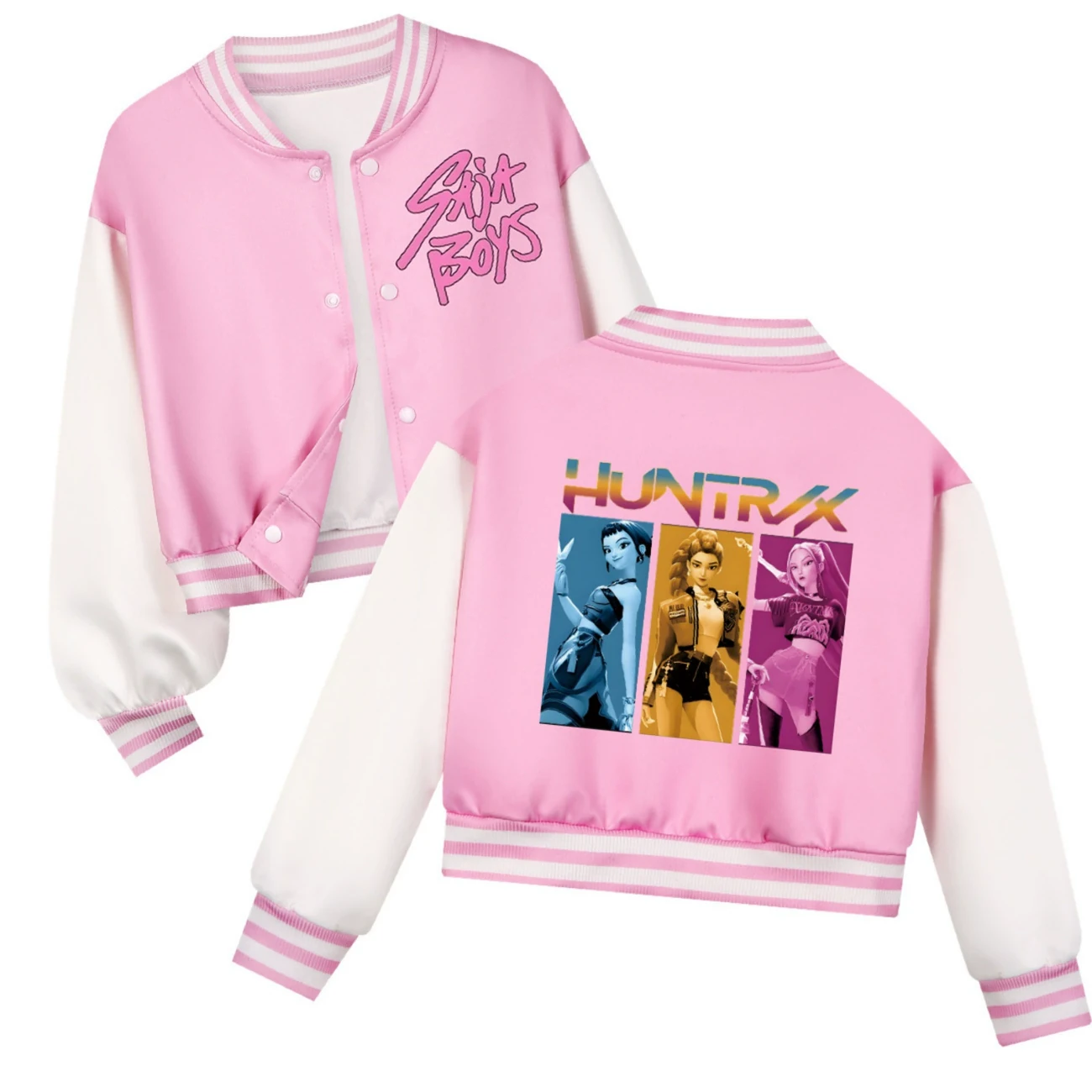 Cropped Graphic Varsity Jacket & Jogger Set — 4829 Edition, Style 29 · Pink