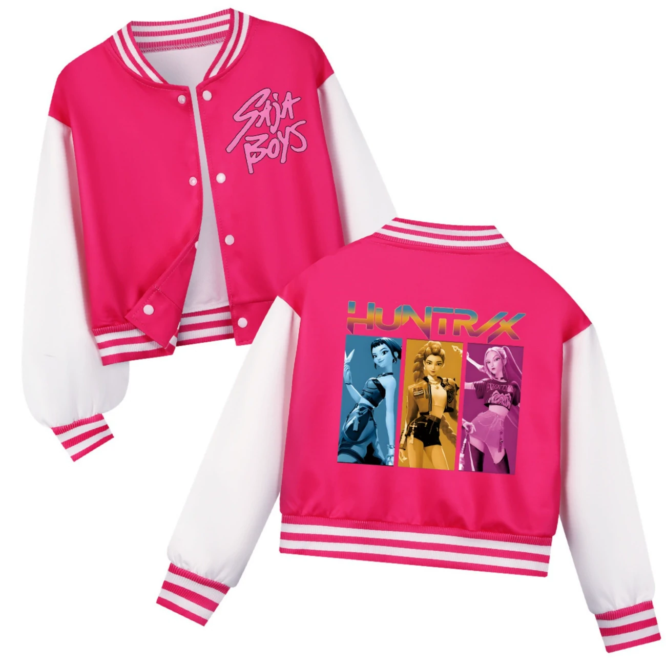 Cropped Graphic Varsity Jacket & Jogger Set — 4829 Edition, Style 30 · Rose