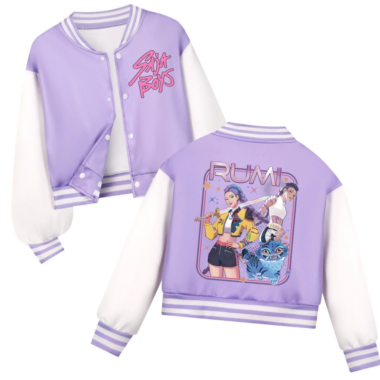 Cropped Graphic Varsity Jacket & Jogger Set — 4829 Edition, Style 31 · Purple
