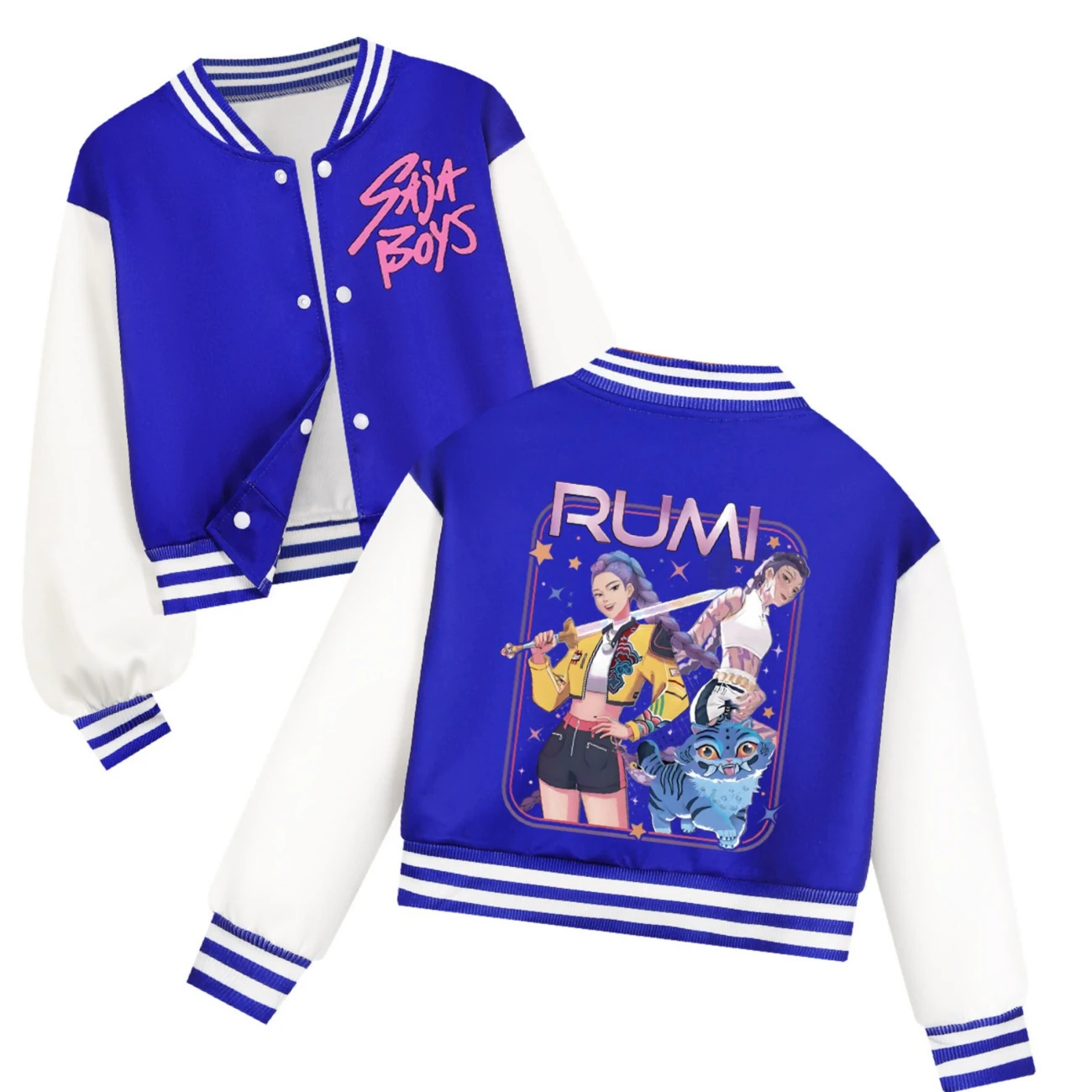 Cropped Graphic Varsity Jacket & Jogger Set — 4829 Edition, Style 34 · Blue