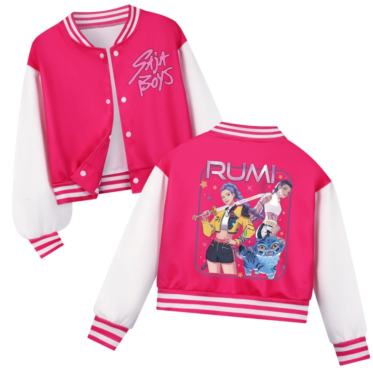 Cropped Graphic Varsity Jacket & Jogger Set — 4829 Edition, Style 36 · Rose