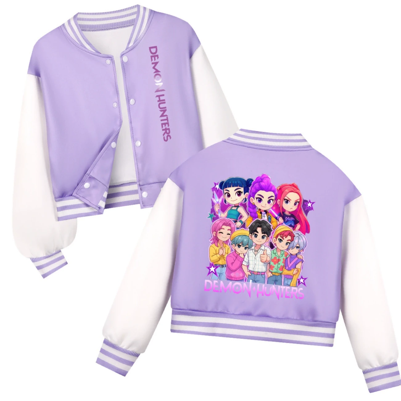 Cropped Graphic Varsity Jacket & Jogger Set — 4829 Edition, Style 37 · Purple