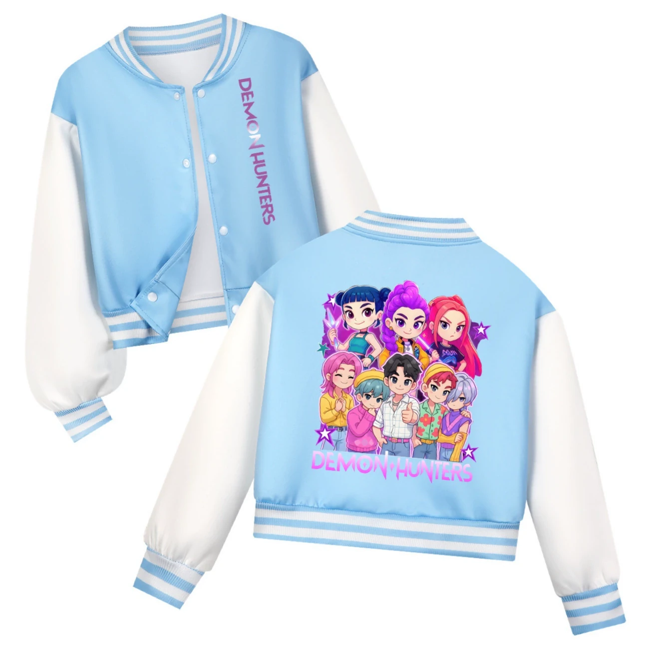 Cropped Graphic Varsity Jacket & Jogger Set — 4829 Edition, Style 38 · Light Blue