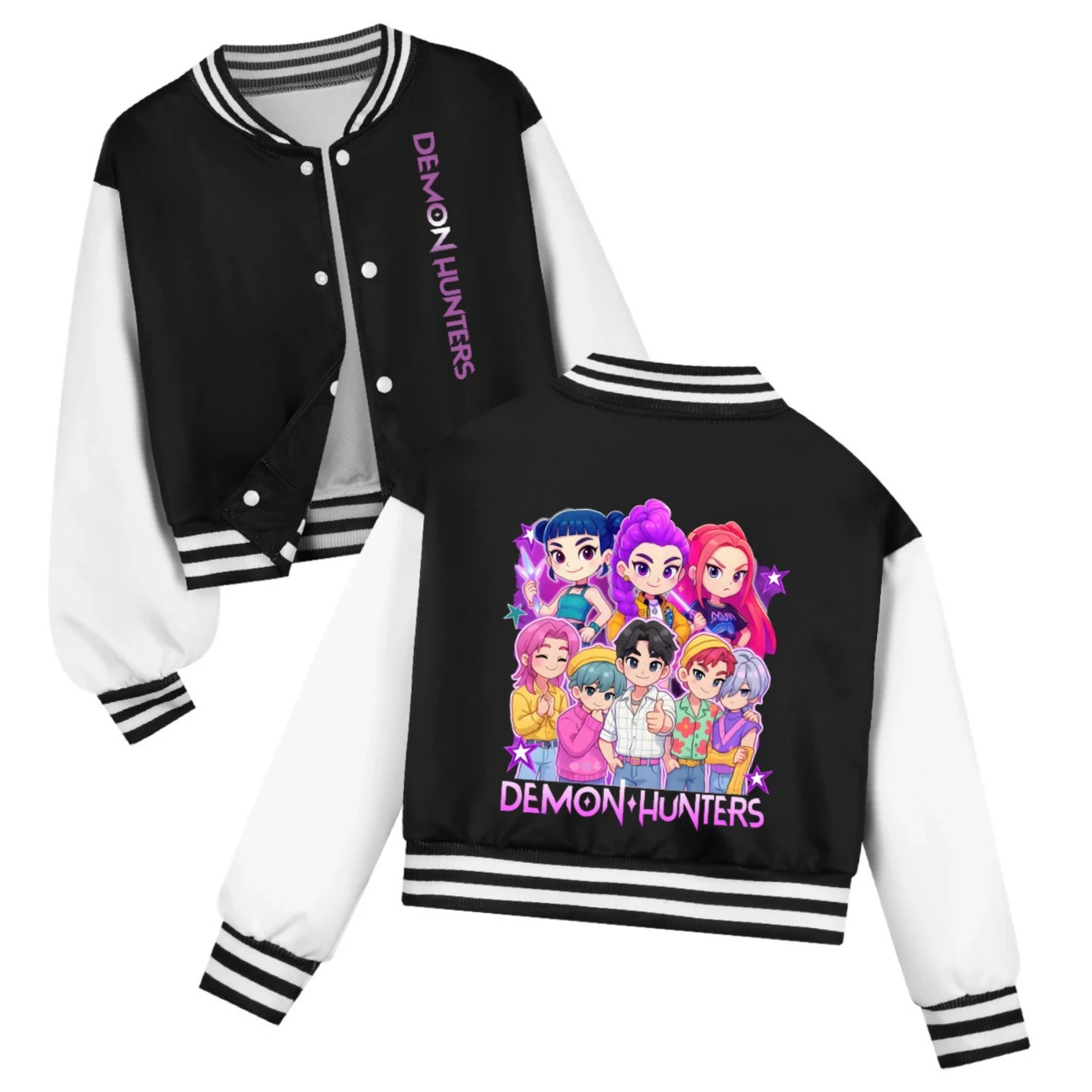 Cropped Graphic Varsity Jacket & Jogger Set — 4829 Edition, Style 39 · Black