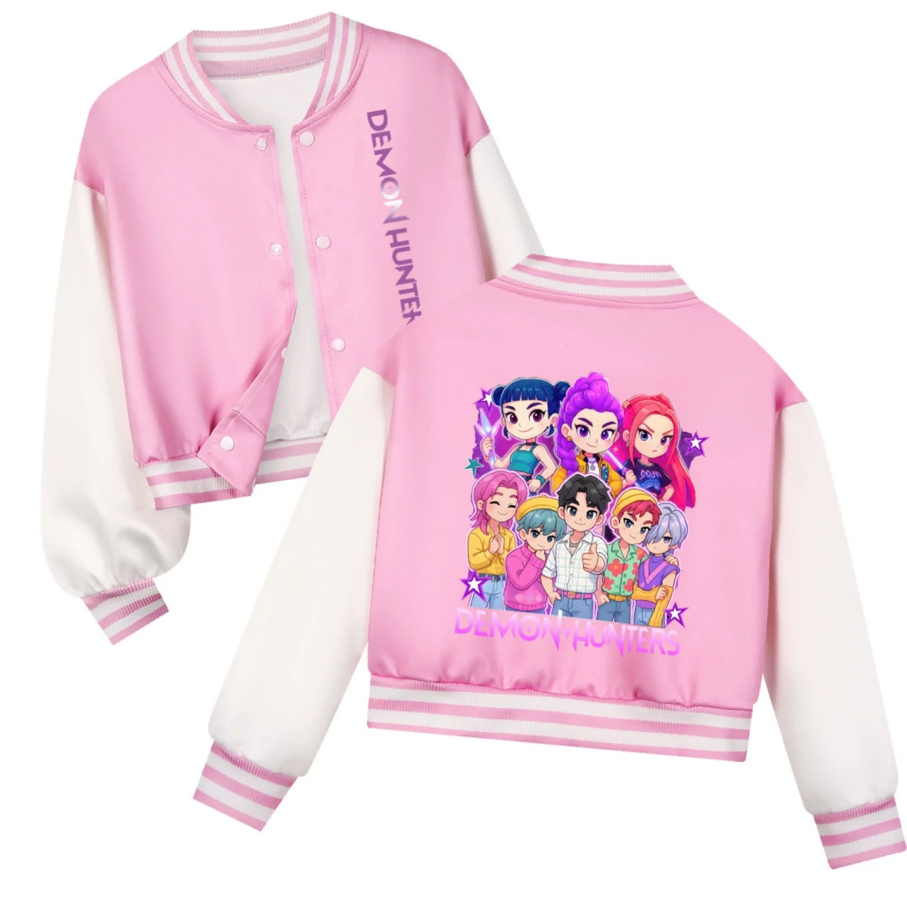 Cropped Graphic Varsity Jacket & Jogger Set — 4829 Edition, Style 41 · Pink