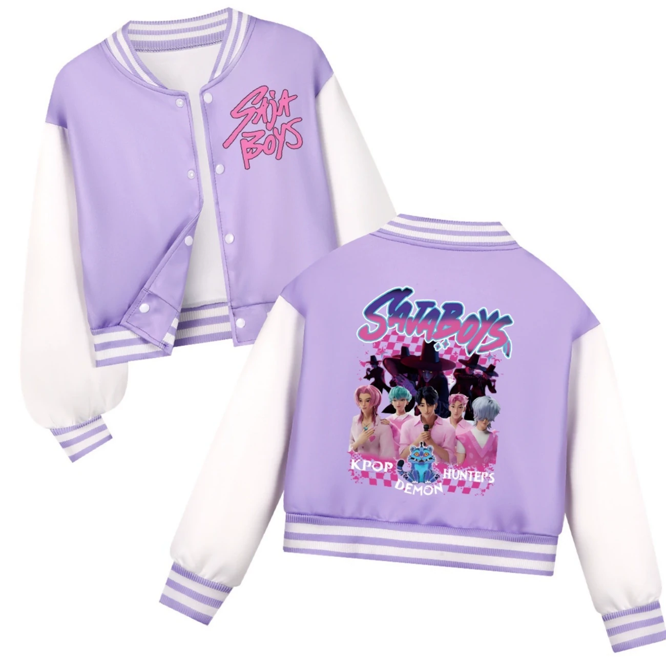 Cropped Graphic Varsity Jacket & Jogger Set — 4829 Edition, Style 43 · Purple