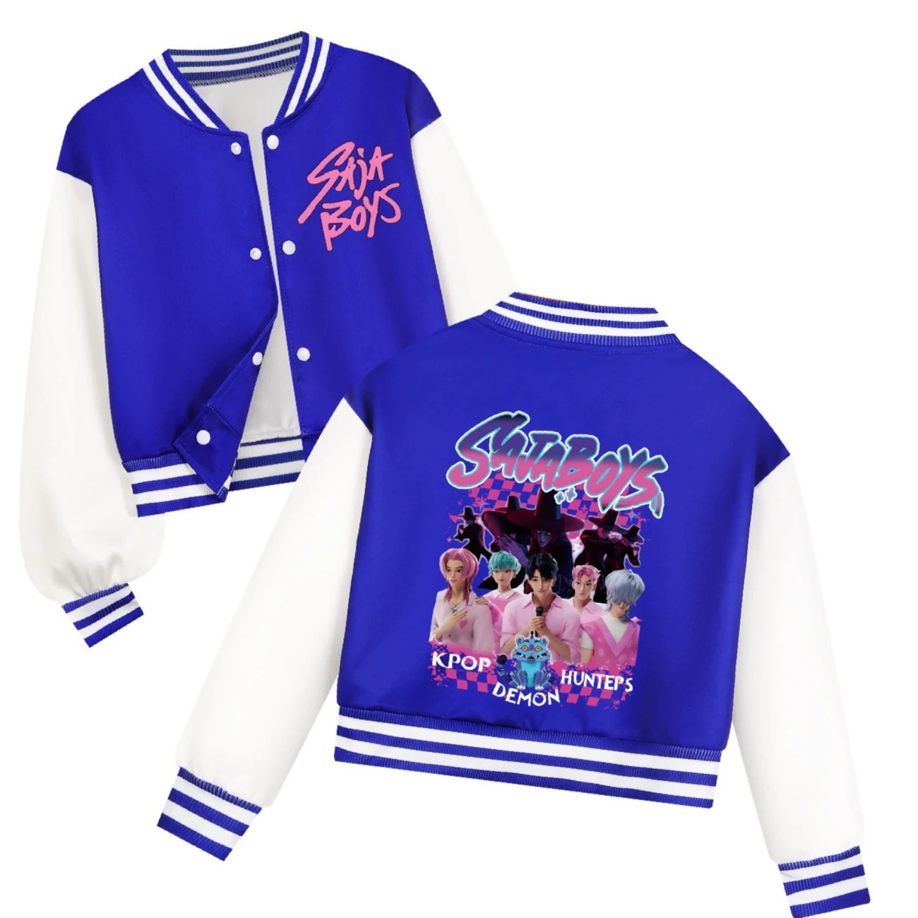 Cropped Graphic Varsity Jacket & Jogger Set — 4829 Edition, Style 46 · Blue
