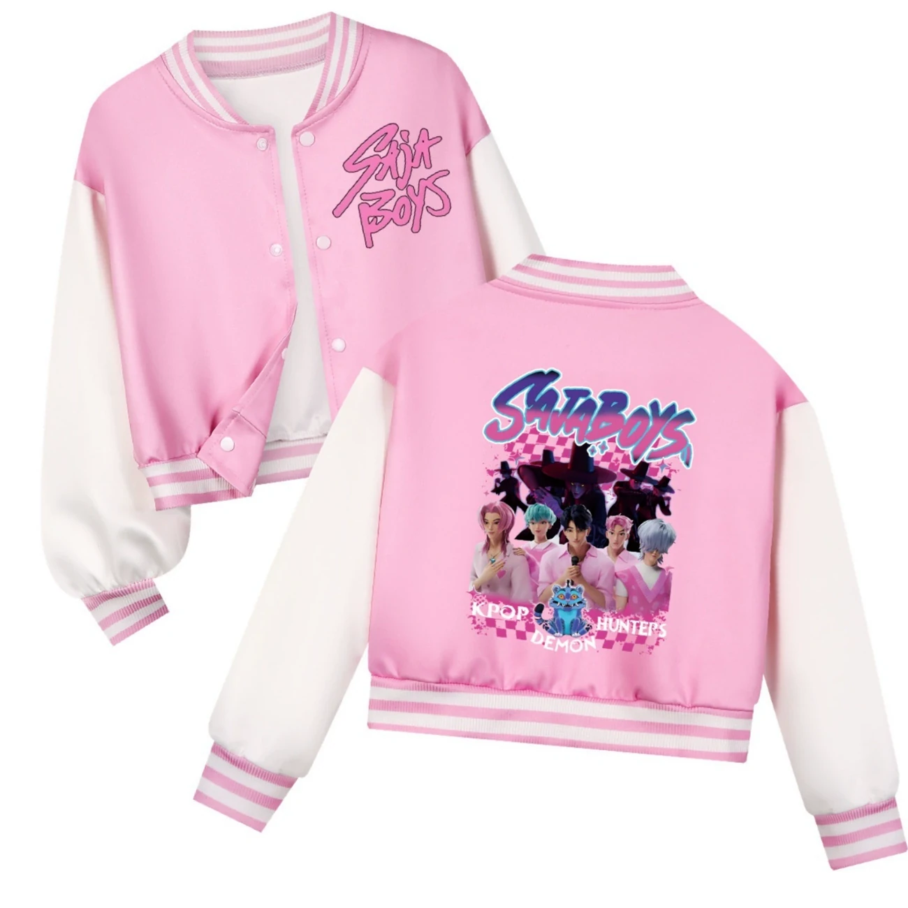 Cropped Graphic Varsity Jacket & Jogger Set — 4829 Edition, Style 48 · Pink