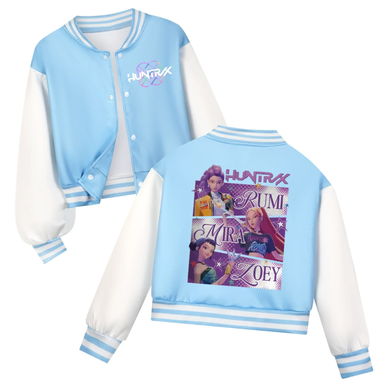 Cropped Graphic Varsity Jacket & Jogger Set — 4829 Edition, Style 51 · Sky Blue