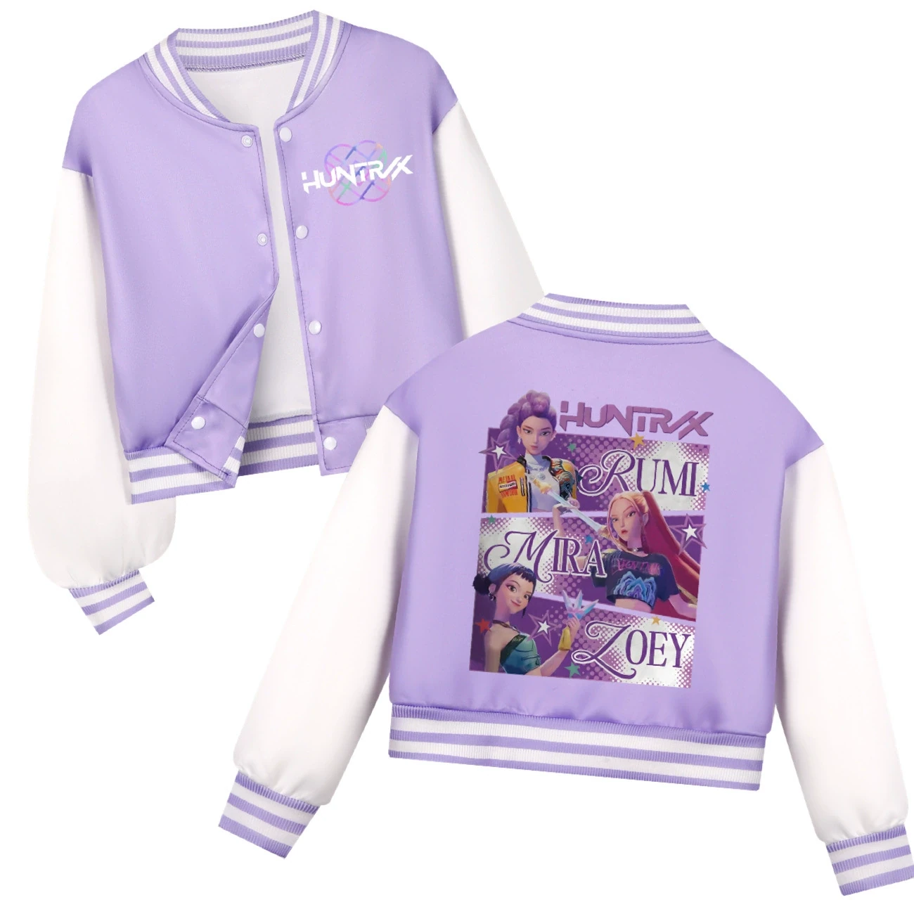 Cropped Graphic Varsity Jacket & Jogger Set — 4829 Edition, Style 52 · Purple