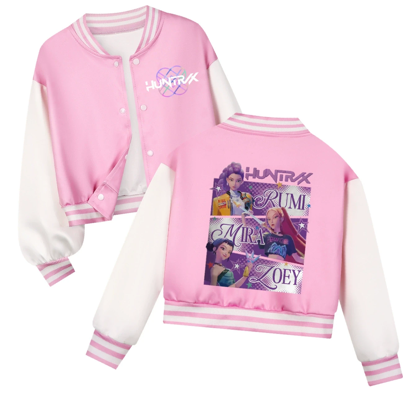 Cropped Graphic Varsity Jacket & Jogger Set — 4829 Edition, Style 54 · Pink
