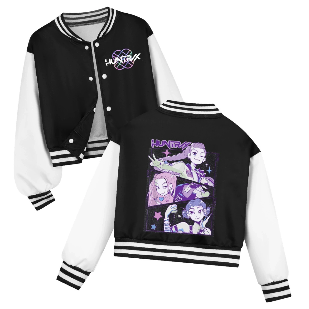 Cropped Graphic Varsity Jacket & Jogger Set — 4829 Edition, Style 56 · Black