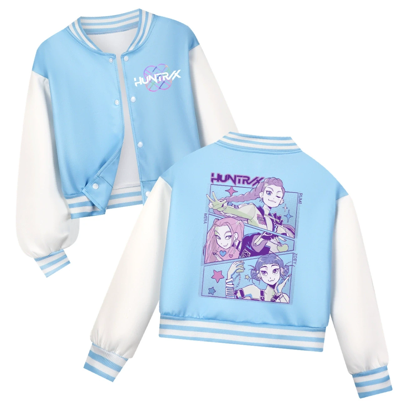 Cropped Graphic Varsity Jacket & Jogger Set — 4829 Edition, Style 57 · Light Blue