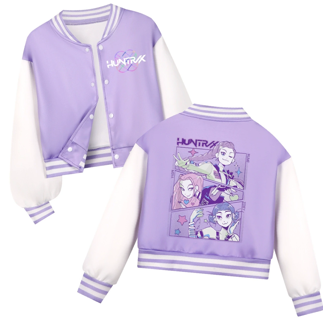 Cropped Graphic Varsity Jacket & Jogger Set — 4829 Edition, Style 58 · Purple