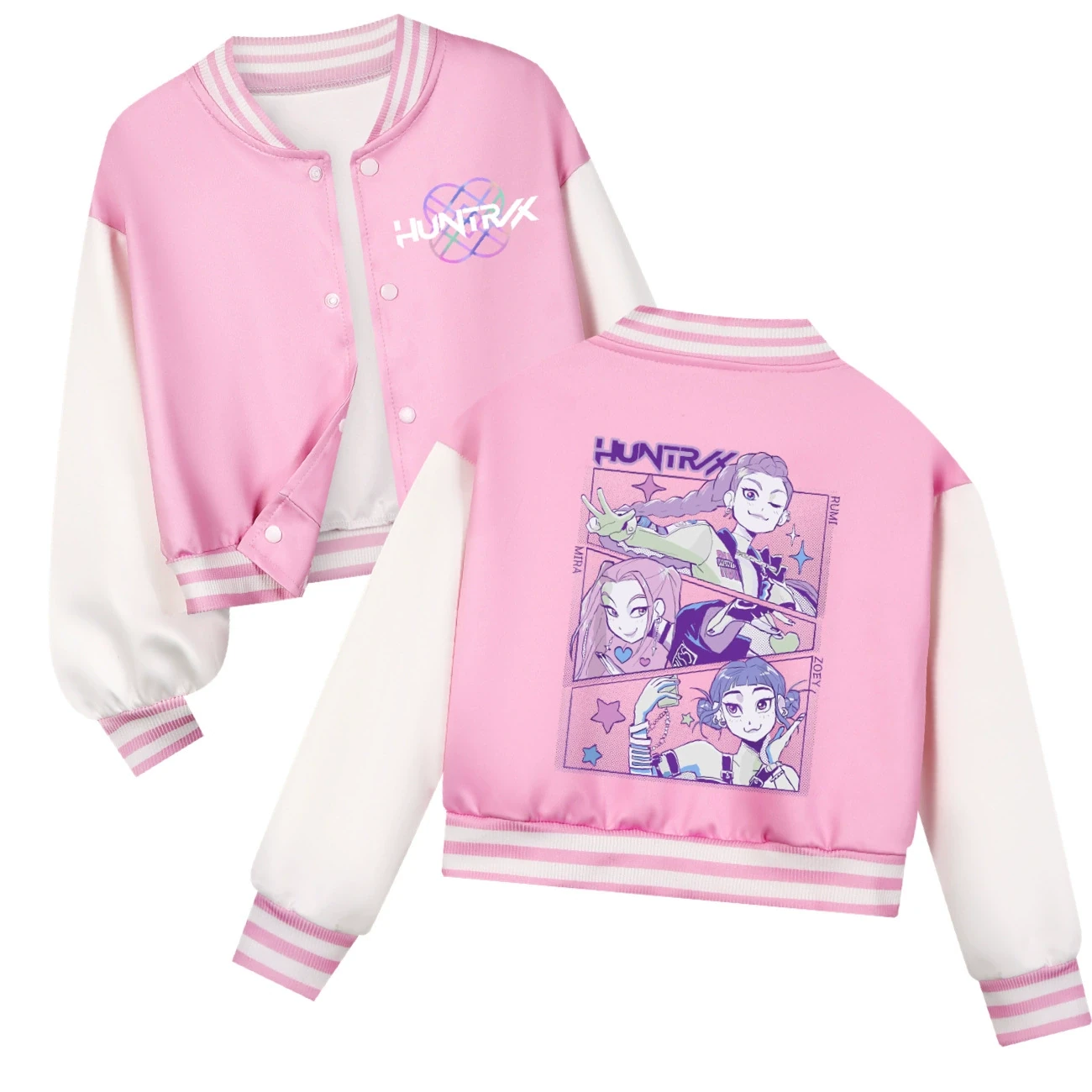 Cropped Graphic Varsity Jacket & Jogger Set — 4829 Edition, Style 60 · Pink