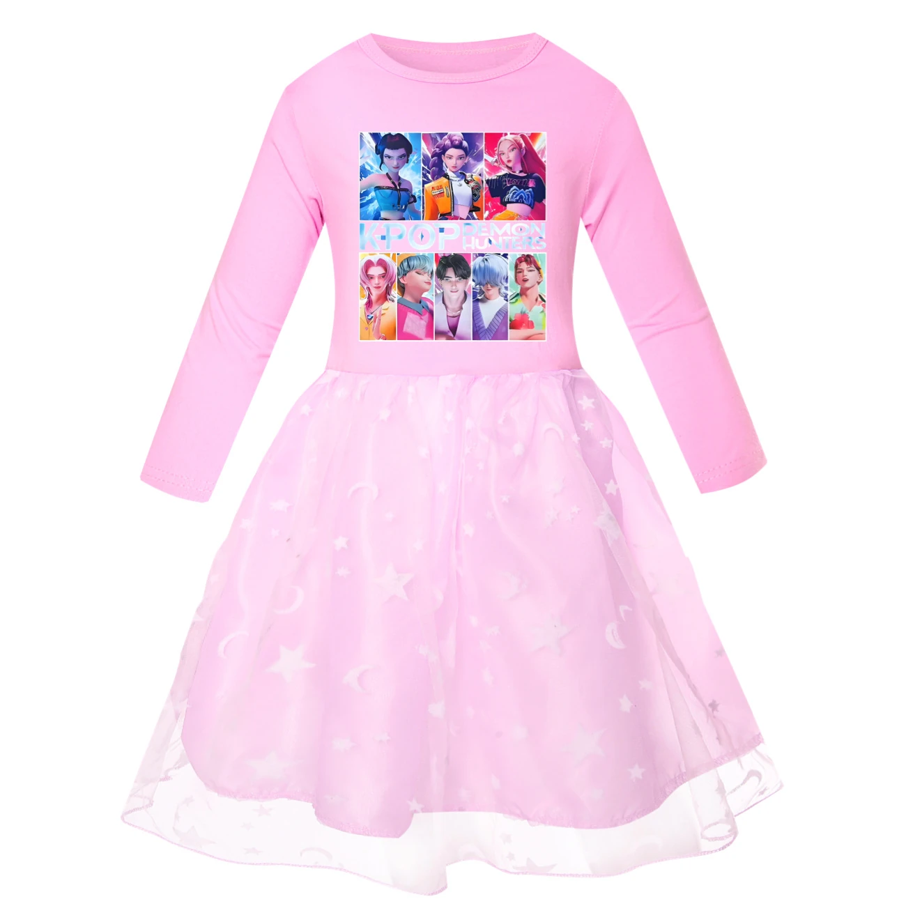 Girls’ Rainbow Tulle Dress — 4855 Edition, Style 04 · Star Tulle · Pink