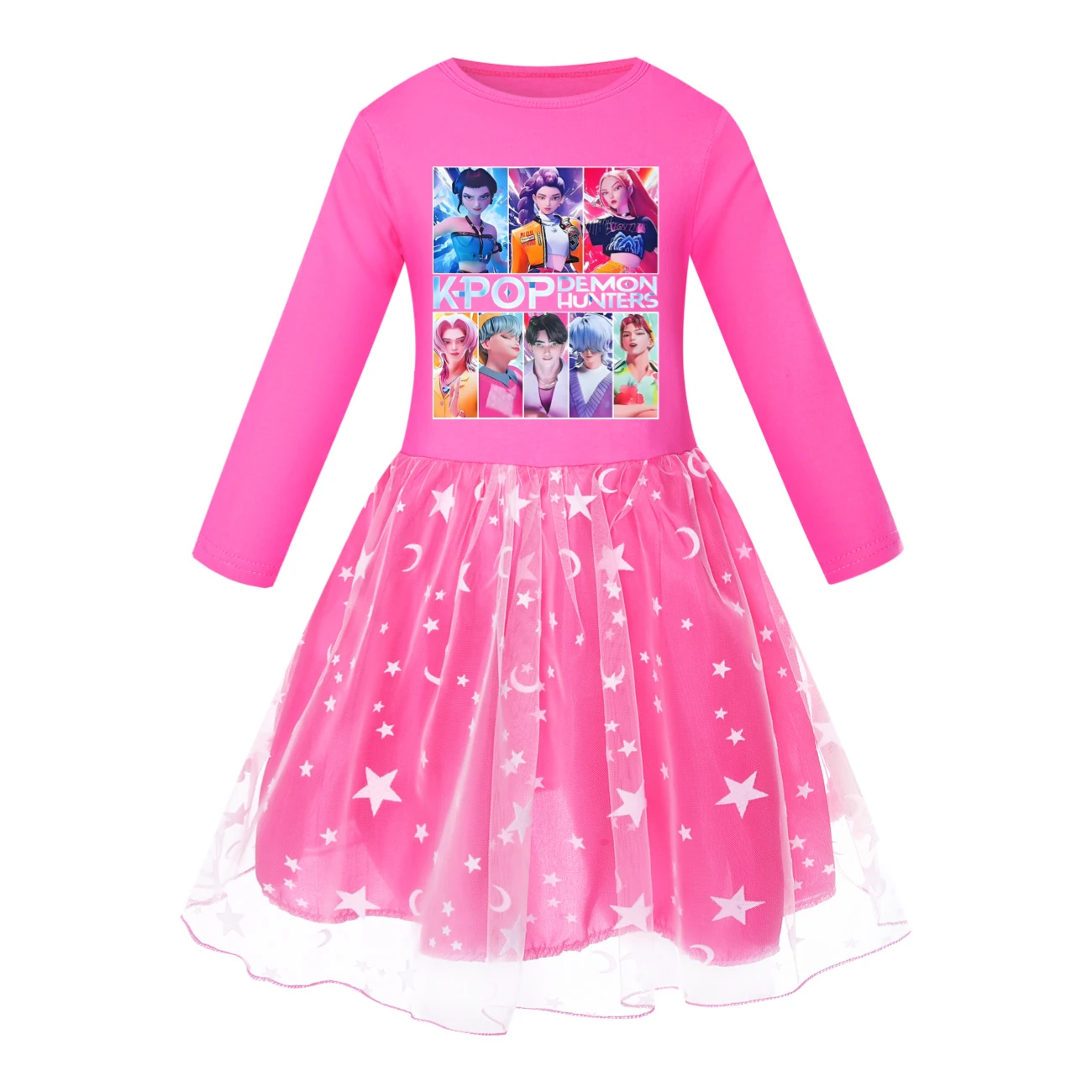 Girls’ Rainbow Tulle Dress — 4855 Edition, Style 05 · Star Tulle · Rose
