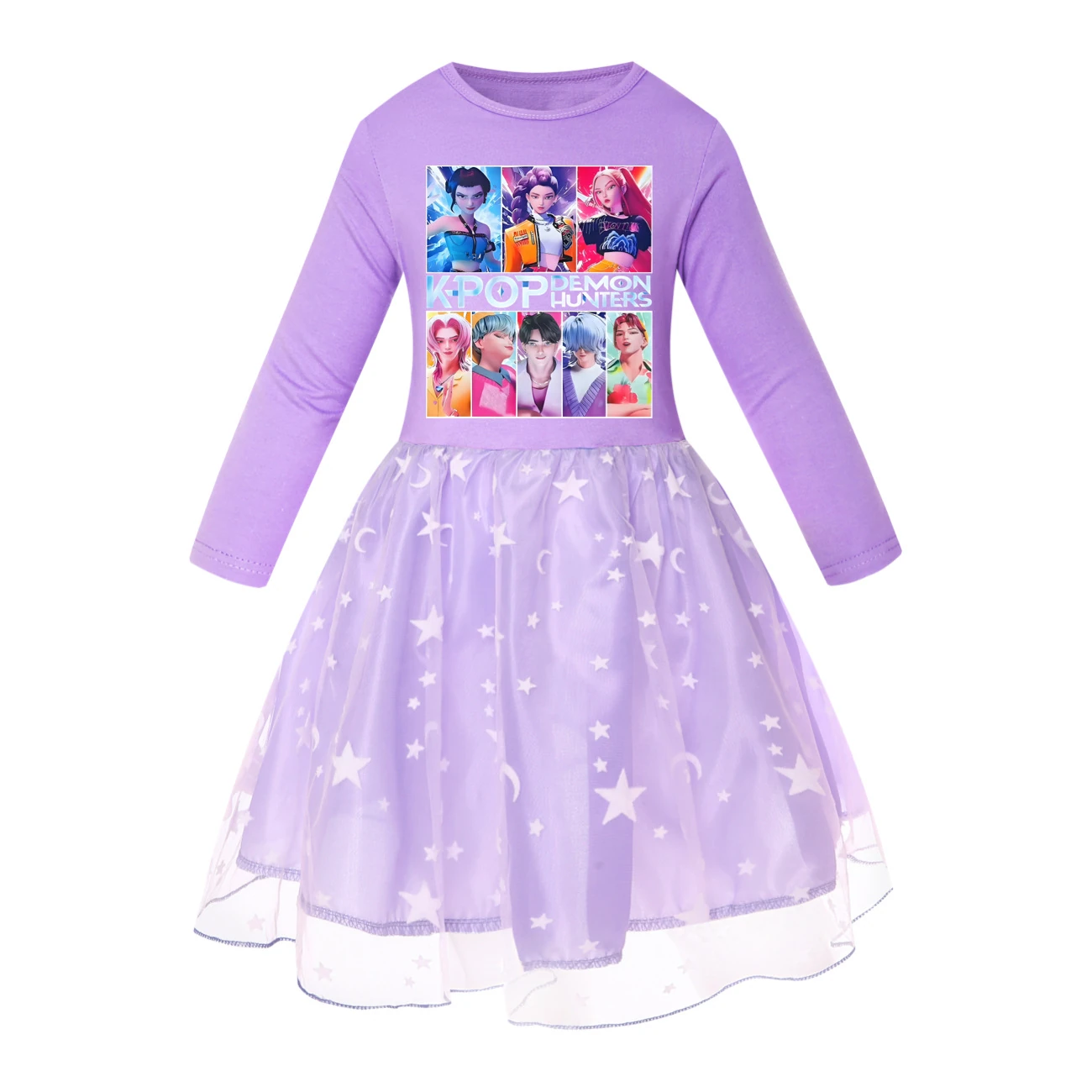 Girls’ Rainbow Tulle Dress — 4855 Edition, Style 06 · Star Tulle · Purple