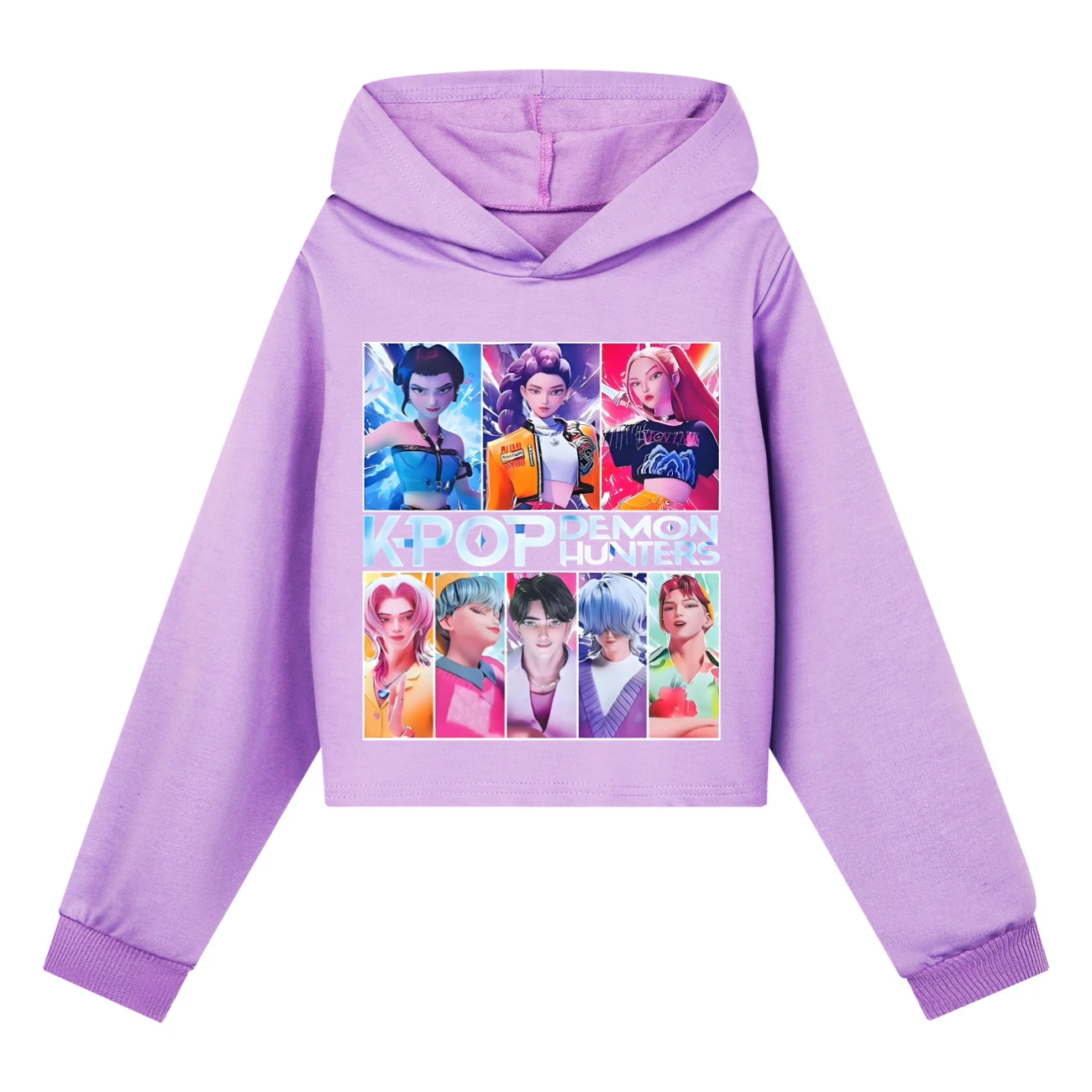 Girls’ Cropped Hoodie Set — 4855 Edition, Style 01 · Purple