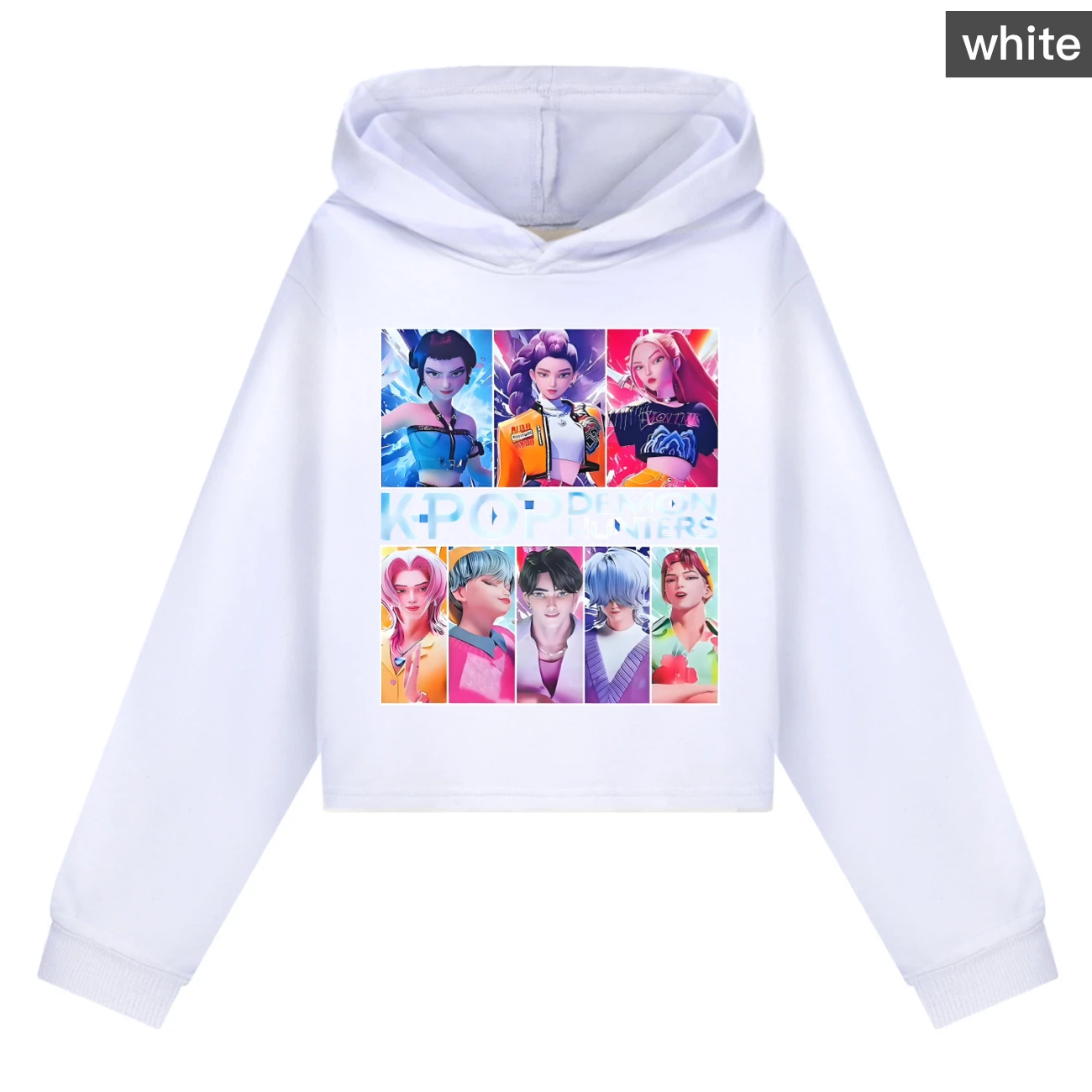 Girls’ Cropped Hoodie Set — 4855 Edition, Style 02 · White