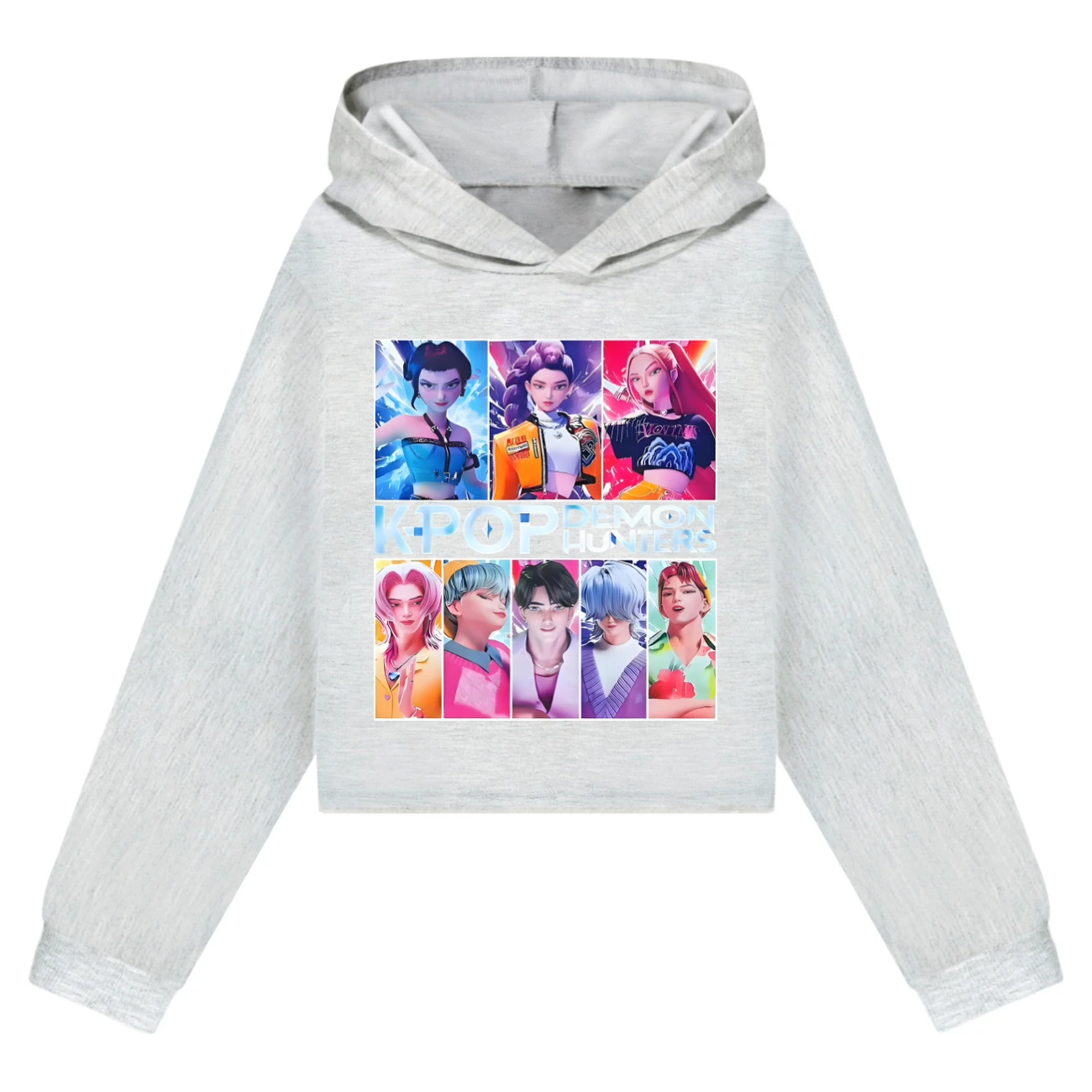 Girls’ Cropped Hoodie Set — 4855 Edition, Style 03 · Grey