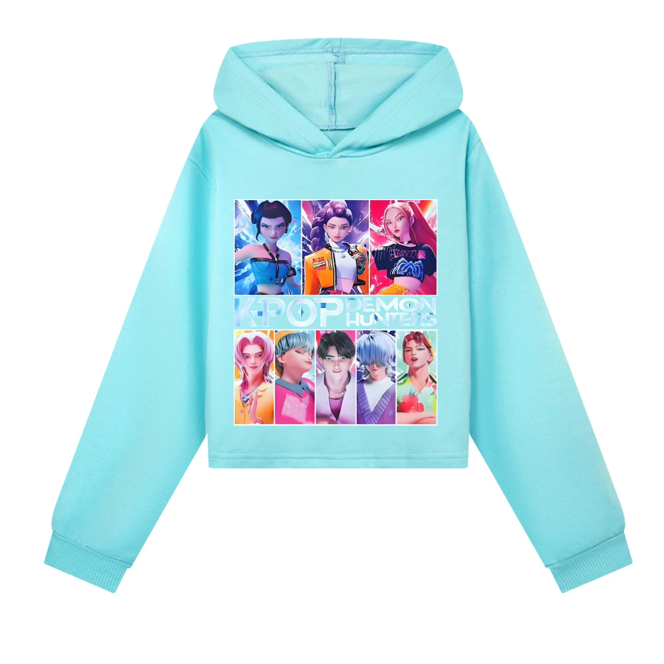 Girls’ Cropped Hoodie Set — 4855 Edition, Style 04 · Sky Blue