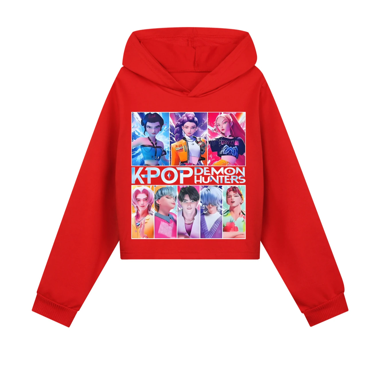 Girls’ Cropped Hoodie Set — 4855 Edition, Style 05 · Red