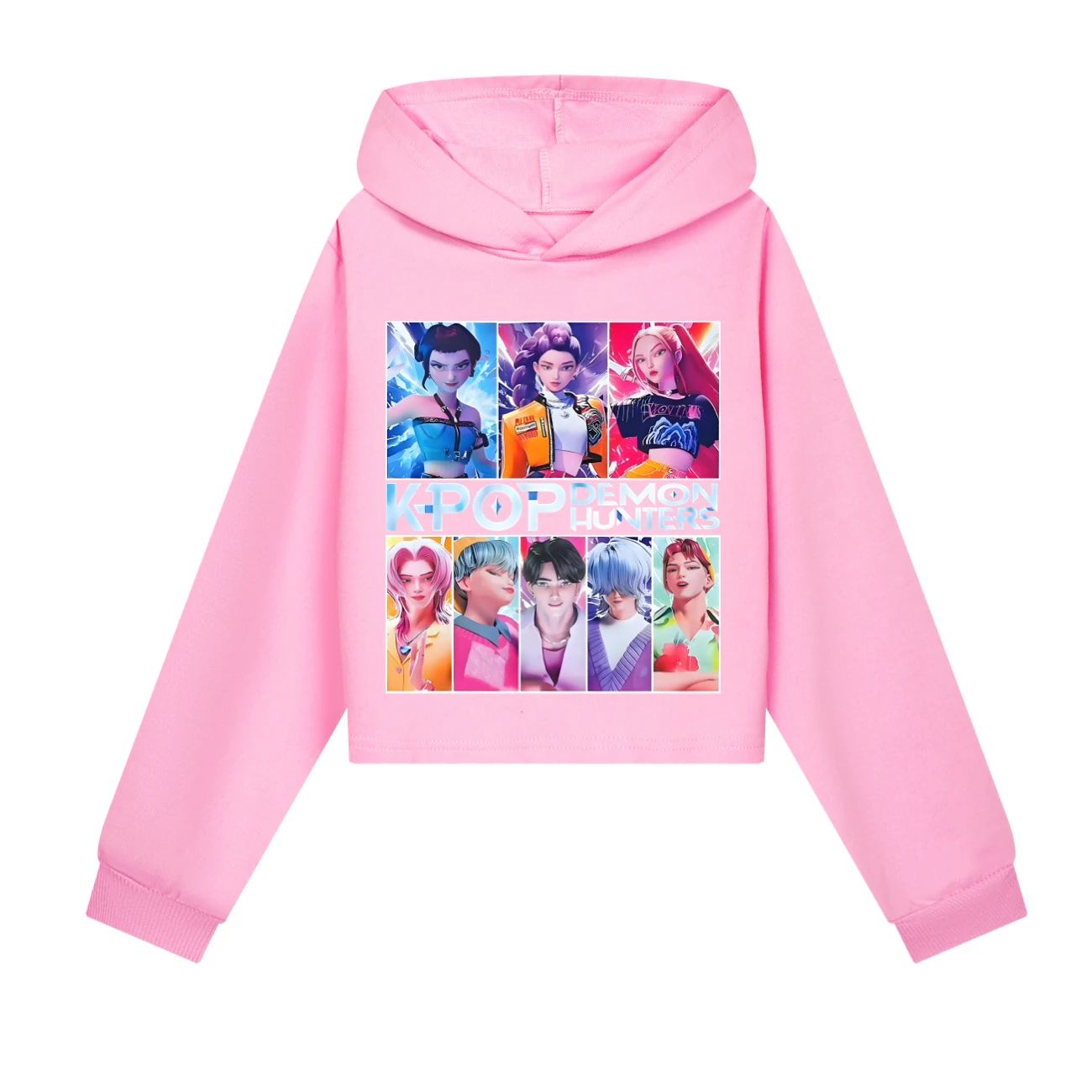 Girls’ Cropped Hoodie Set — 4855 Edition, Style 07 · Pink