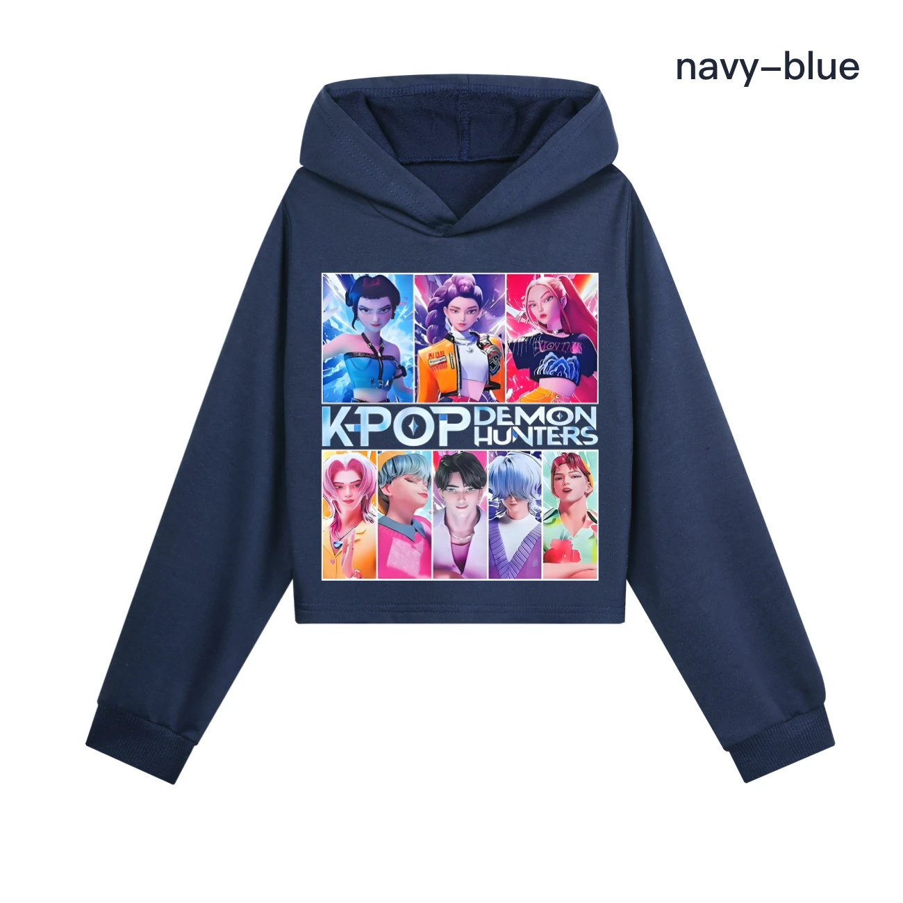 Girls’ Cropped Hoodie Set — 4855 Edition, Style 08 · Navy
