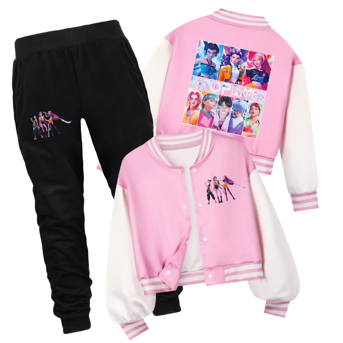 Kids’ Varsity Jacket & Jogger Set — 4855 Edition, Style 12 · Set · Pink