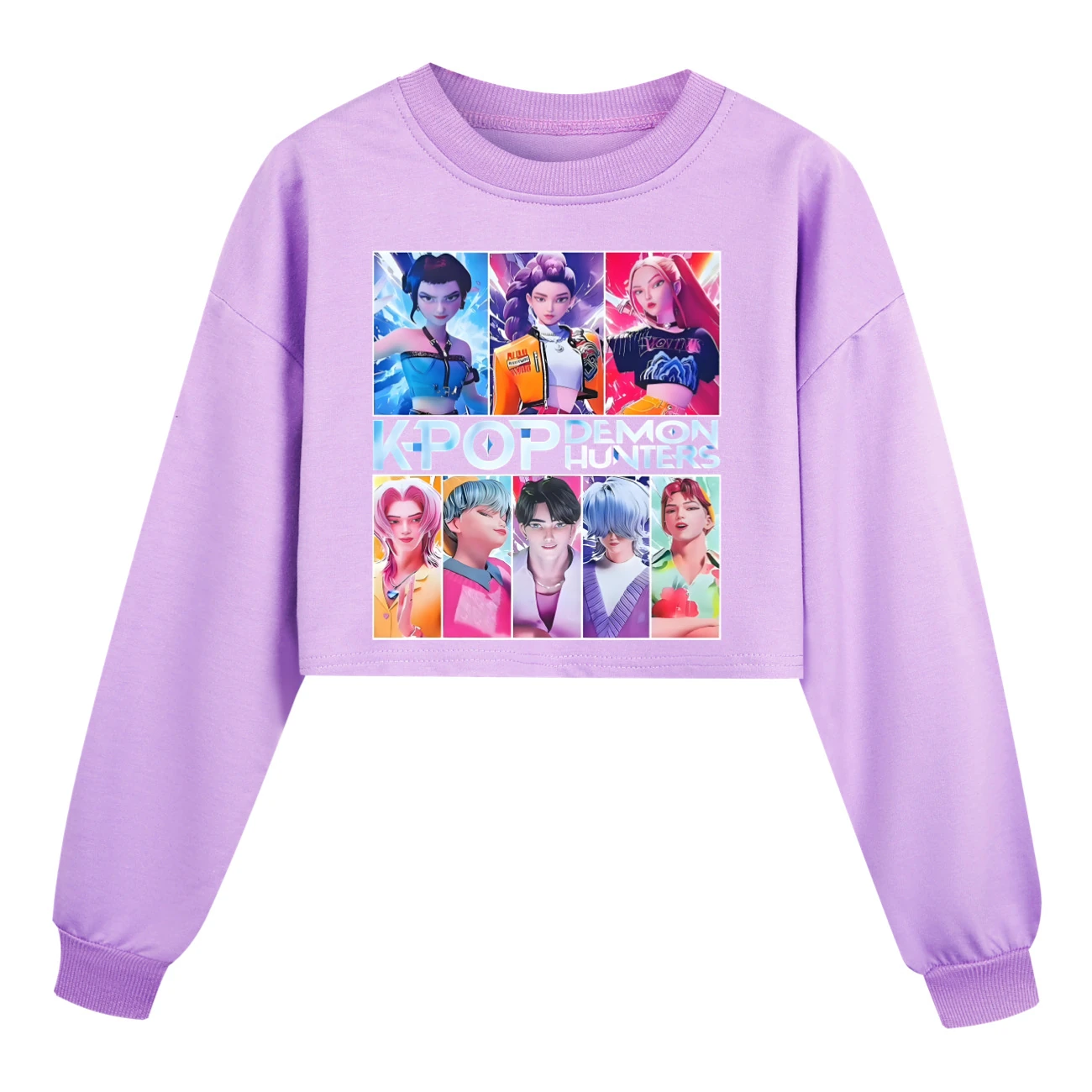 Girls’ Cropped Sweatshirt Set — 4855 Collection B, Style 01 · Purple