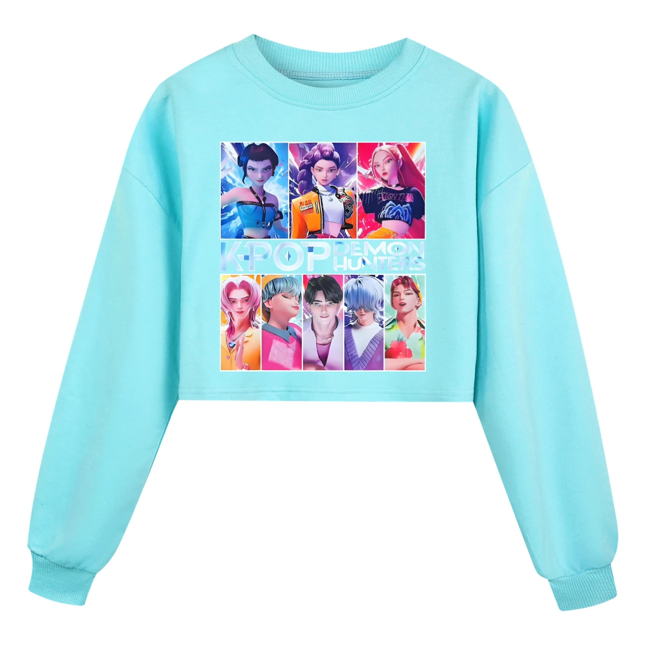 Girls’ Cropped Sweatshirt Set — 4855 Collection B, Style 02 · Sky Blue
