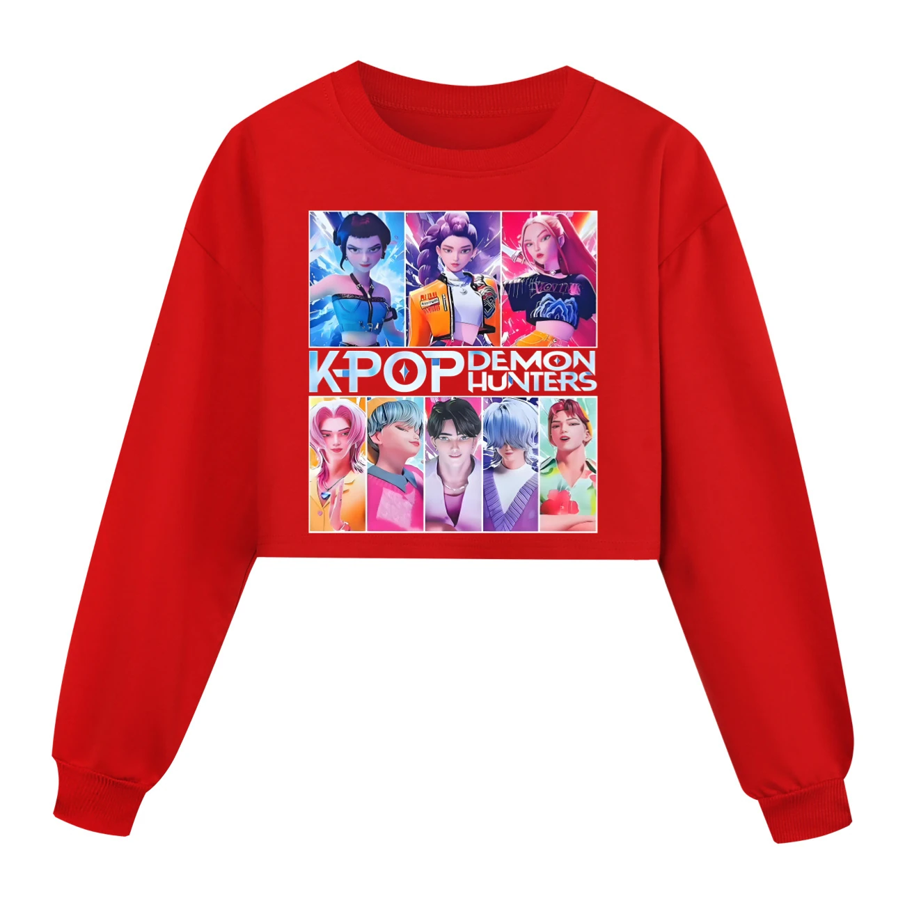 Girls’ Cropped Sweatshirt Set — 4855 Collection B, Style 03 · Red