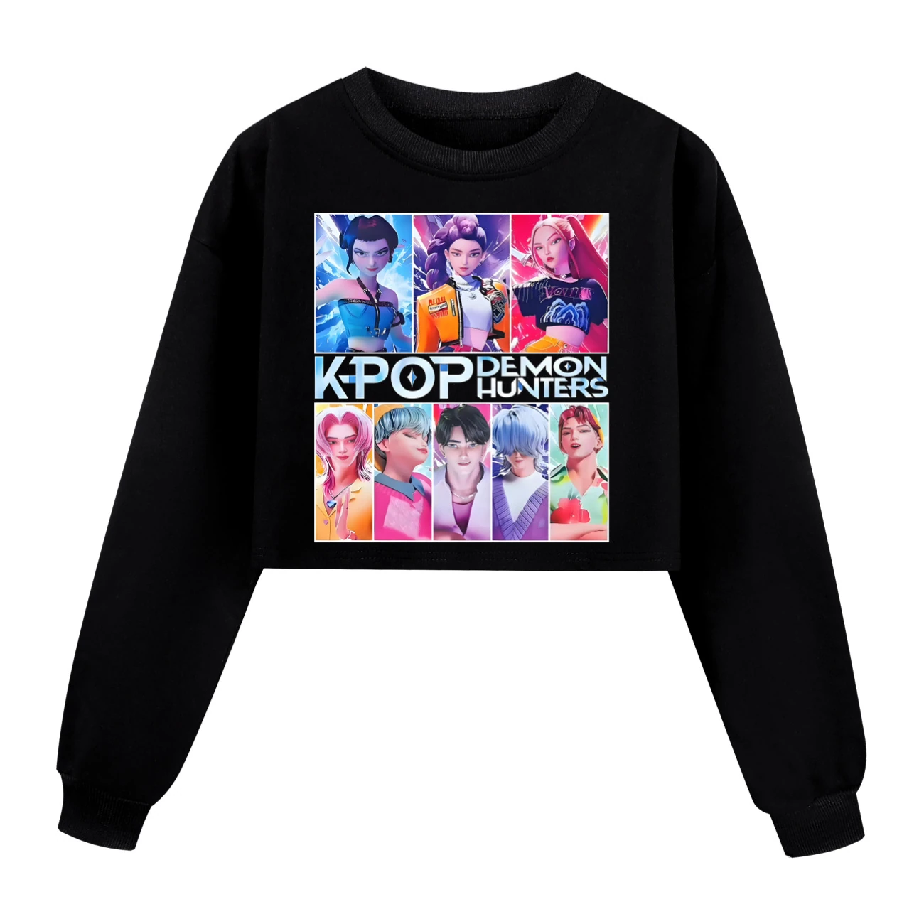 Girls’ Cropped Sweatshirt Set — 4855 Collection B, Style 04 · Black