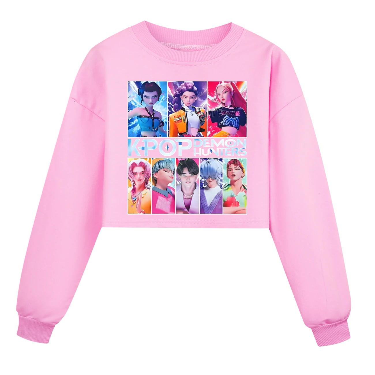 Girls’ Cropped Sweatshirt Set — 4855 Collection B, Style 05 · Pink