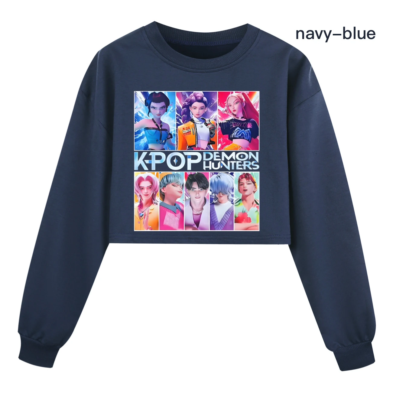 Girls’ Cropped Sweatshirt Set — 4855 Collection B, Style 06 · Navy