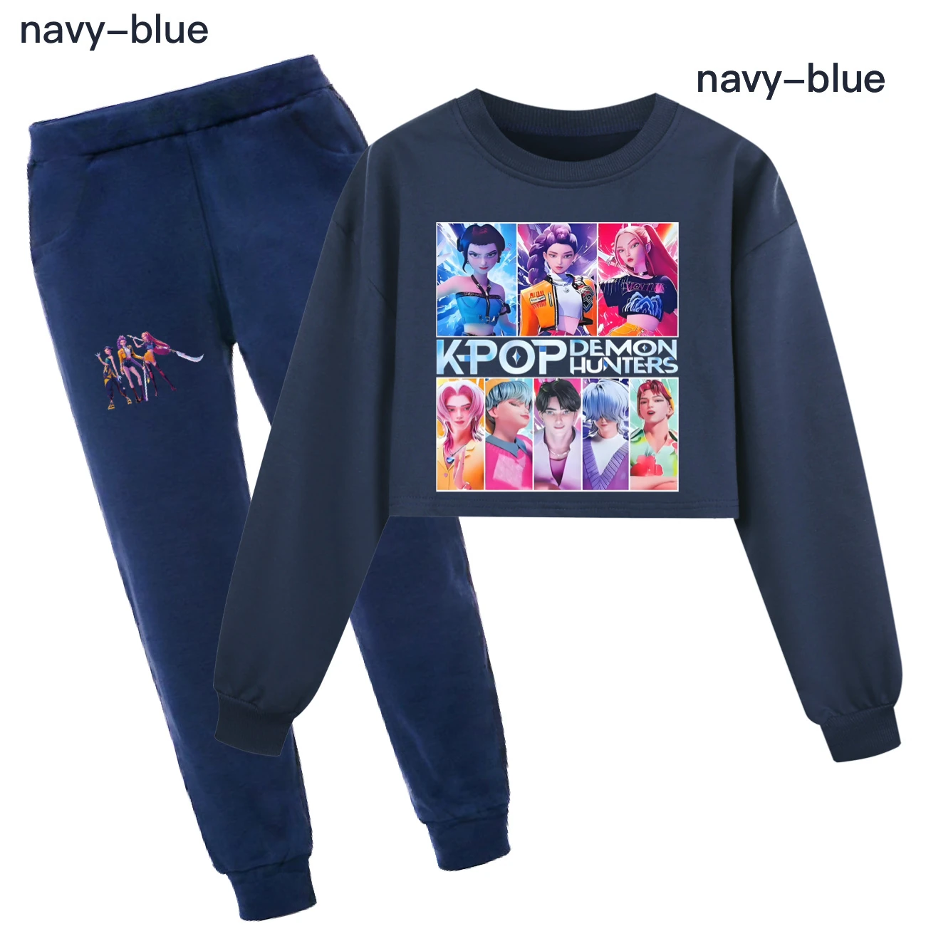 Girls’ Cropped Sweatshirt Set — 4855 Collection B, Style 08 · Set · Royal Blue