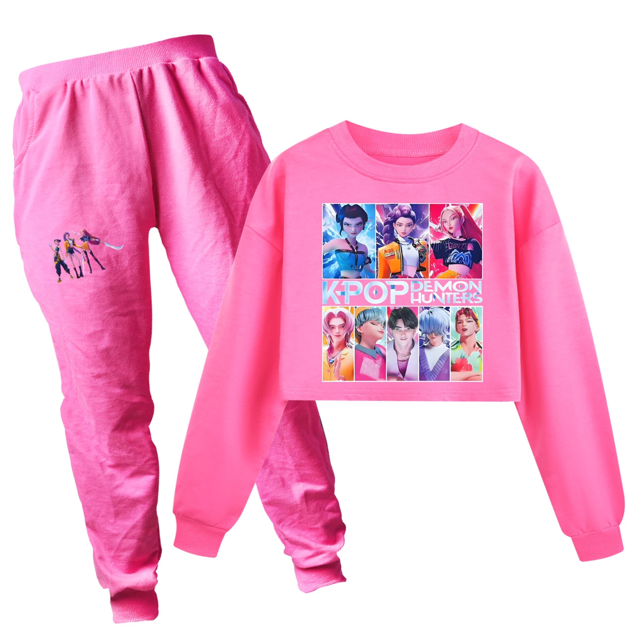 Girls’ Cropped Sweatshirt Set — 4855 Collection B, Style 09 · Set · Rose