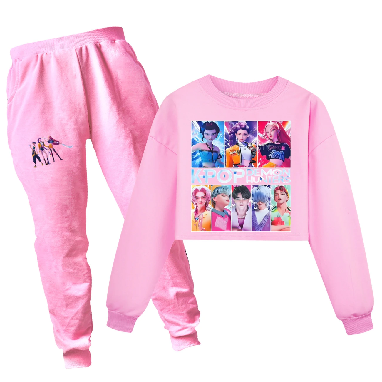Girls’ Cropped Sweatshirt Set — 4855 Collection B, Style 10 · Set · Pink