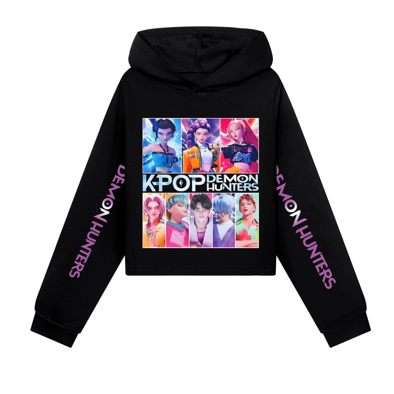 Girls’ Cropped Sweatshirt Set — 4855 Collection A, Style 06 · Black