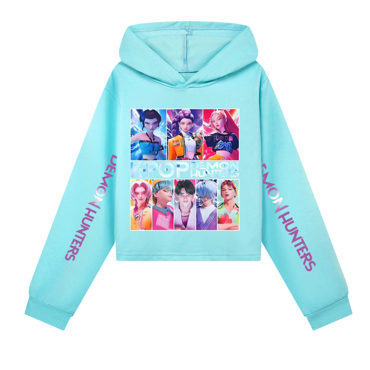 Girls’ Cropped Sweatshirt Set — 4855 Collection A, Style 08 · Sky Blue