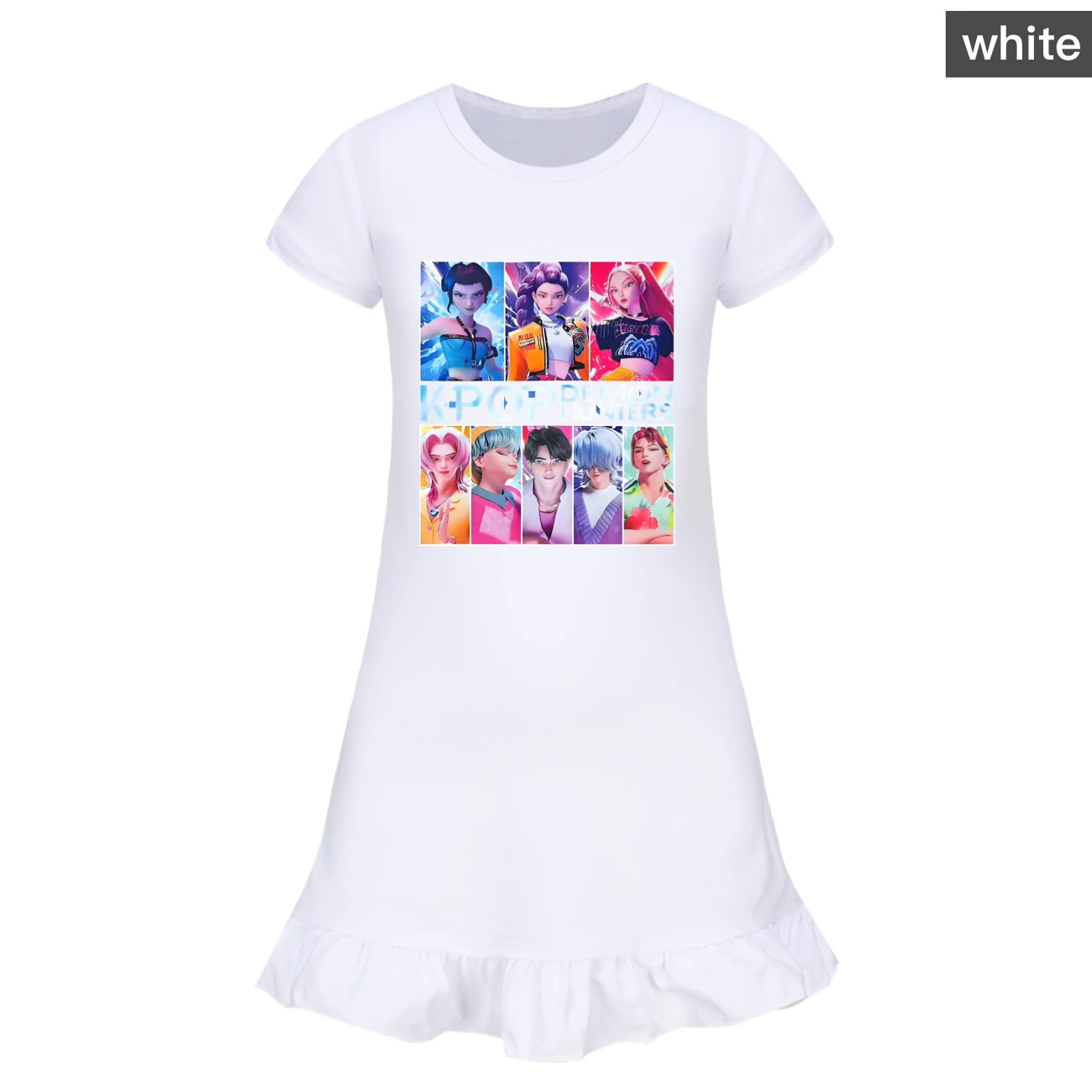 Girls’ Ruffle-Hem Lounge Dress — 4855 Edition, Style 04 · White