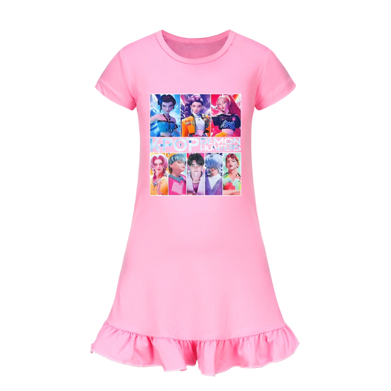 Girls’ Ruffle-Hem Lounge Dress — 4855 Edition, Style 05 · Pink