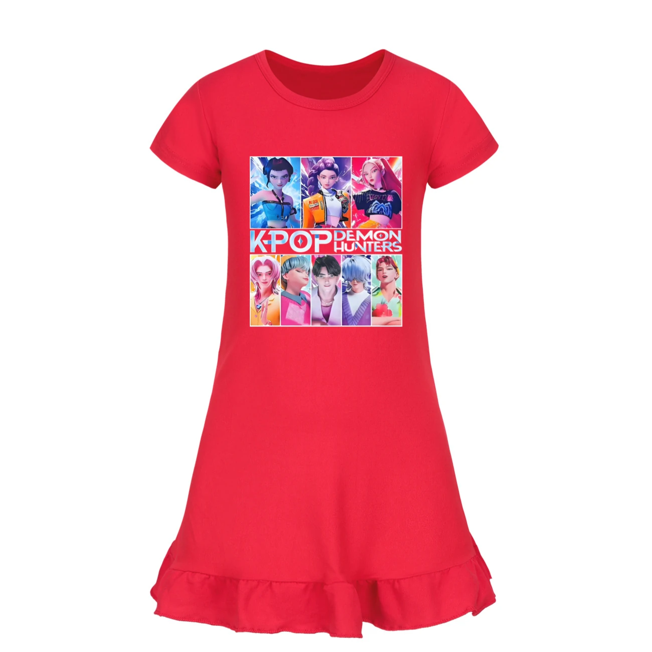 Girls’ Ruffle-Hem Lounge Dress — 4855 Edition, Style 07 · Red