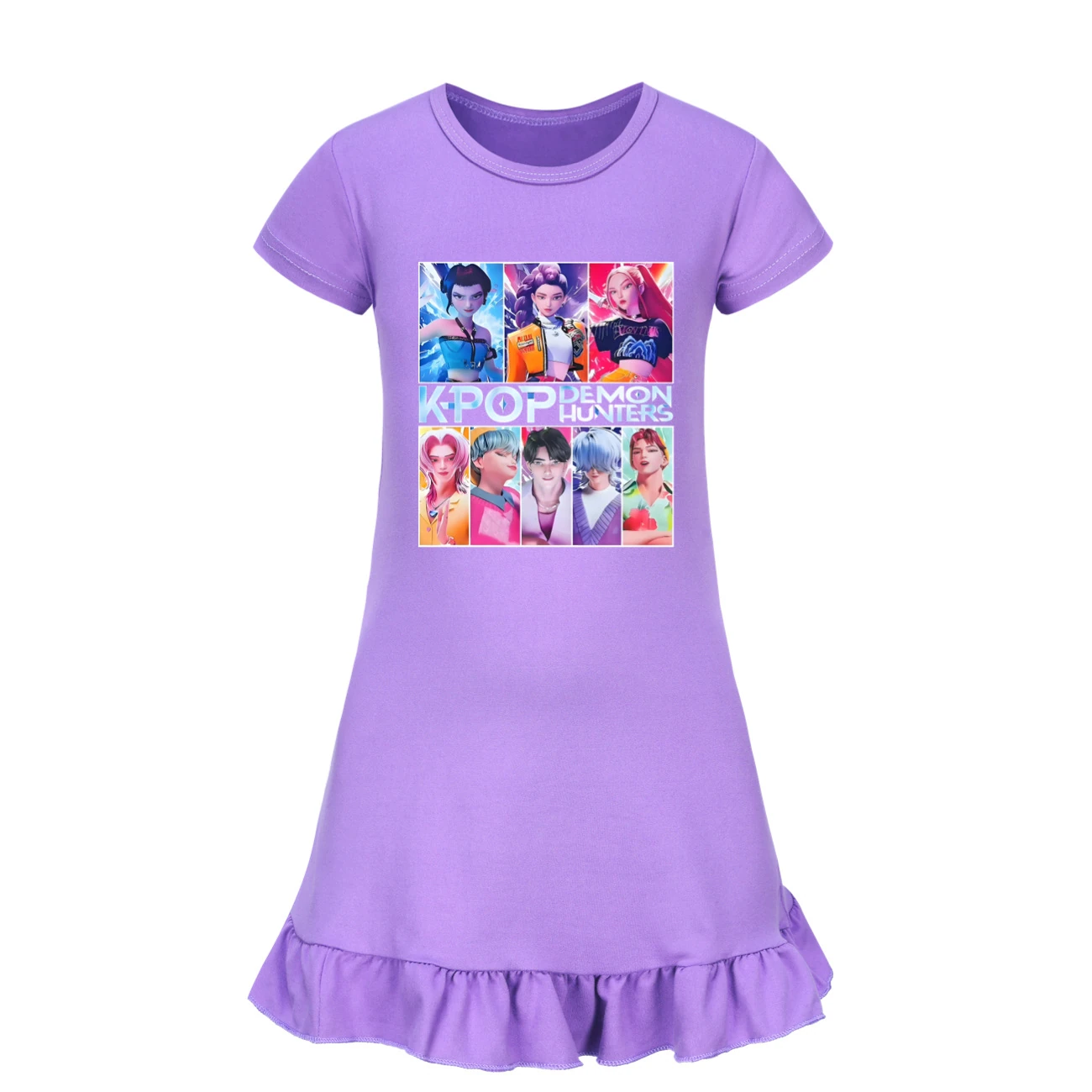Girls’ Ruffle-Hem Lounge Dress — 4855 Edition, Style 08 · Purple