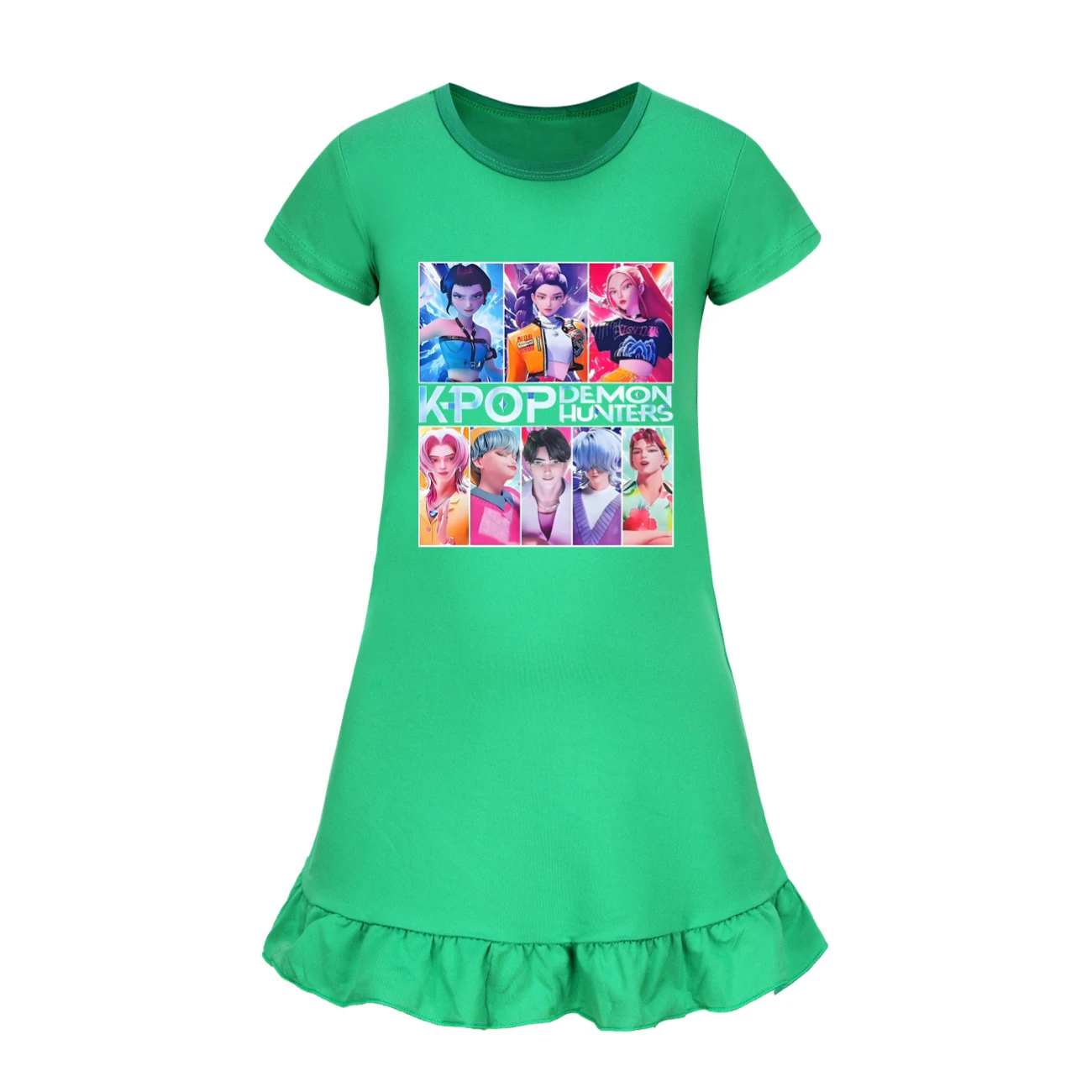 Girls’ Ruffle-Hem Lounge Dress — 4855 Edition, Style 09 · Green
