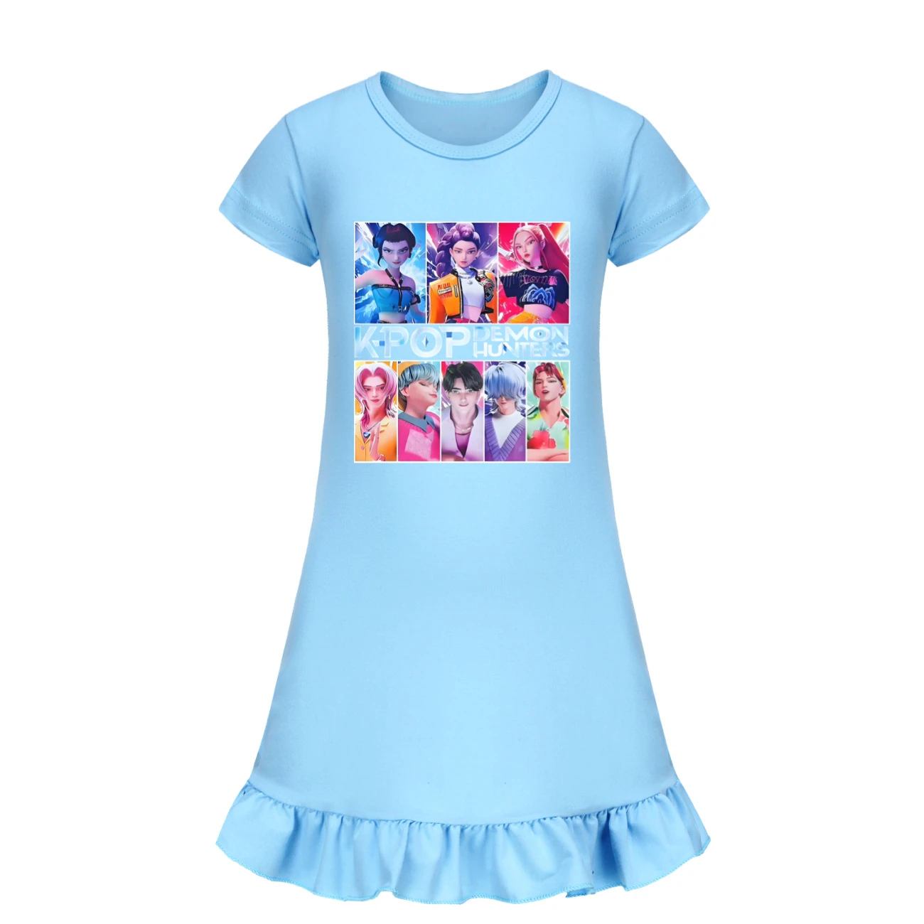 Girls’ Ruffle-Hem Lounge Dress — 4855 Edition, Style 10 · Light Blue