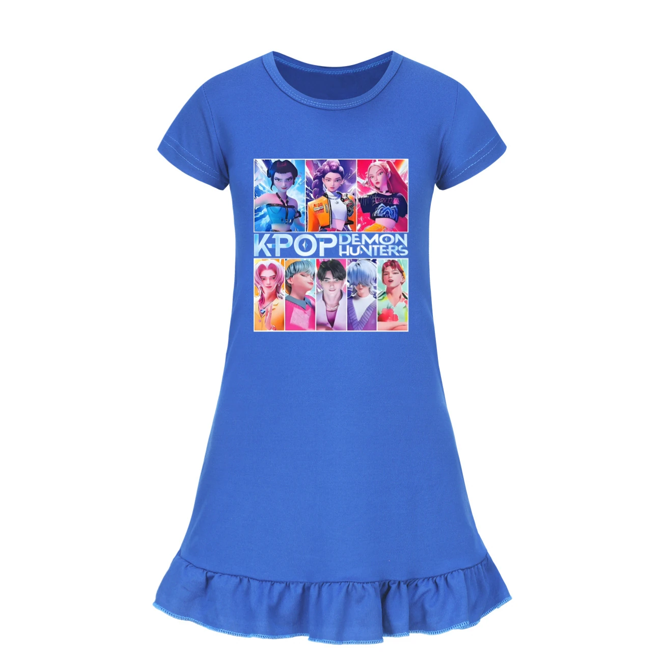 Girls’ Ruffle-Hem Lounge Dress — 4855 Edition, Style 11 · Deep Blue