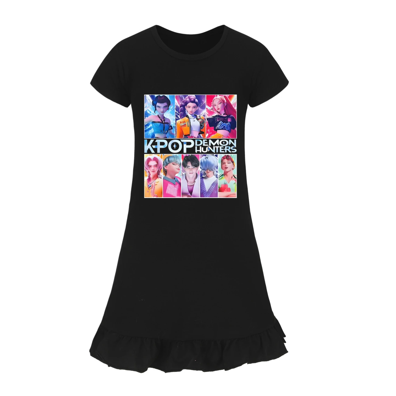 Girls’ Ruffle-Hem Lounge Dress — 4855 Edition, Style 12 · Black