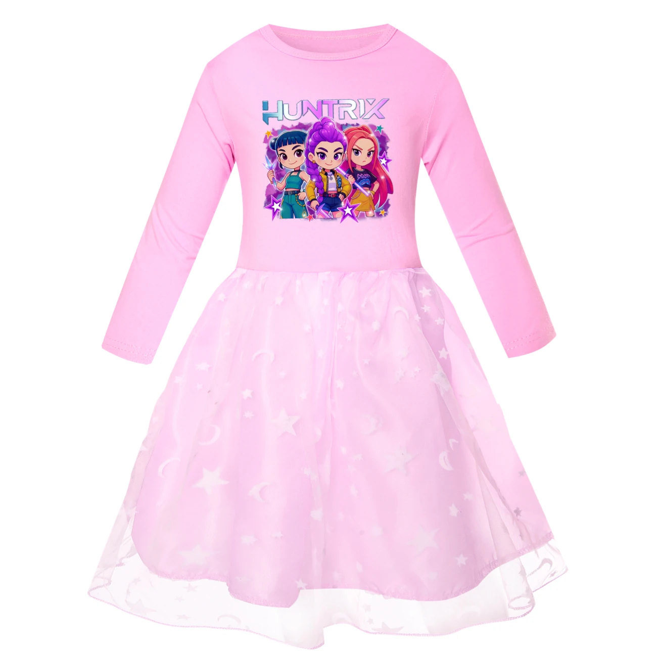Girls’ Rainbow Tulle Dress — 5051 Edition, Style 04 · Star Tulle · Pink
